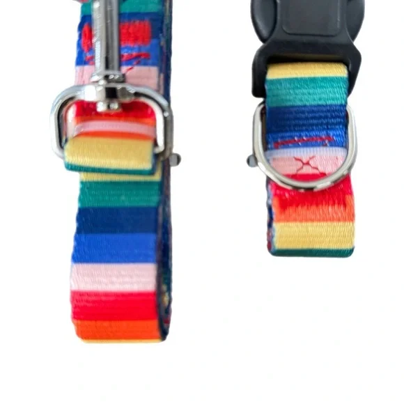 NEW Multicolor dog leash & adjustable collar set by Old Navy size M/L - Picture 2 of 4